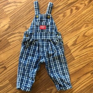 Vintage Plaid Blue Overalls OshKosh 80s